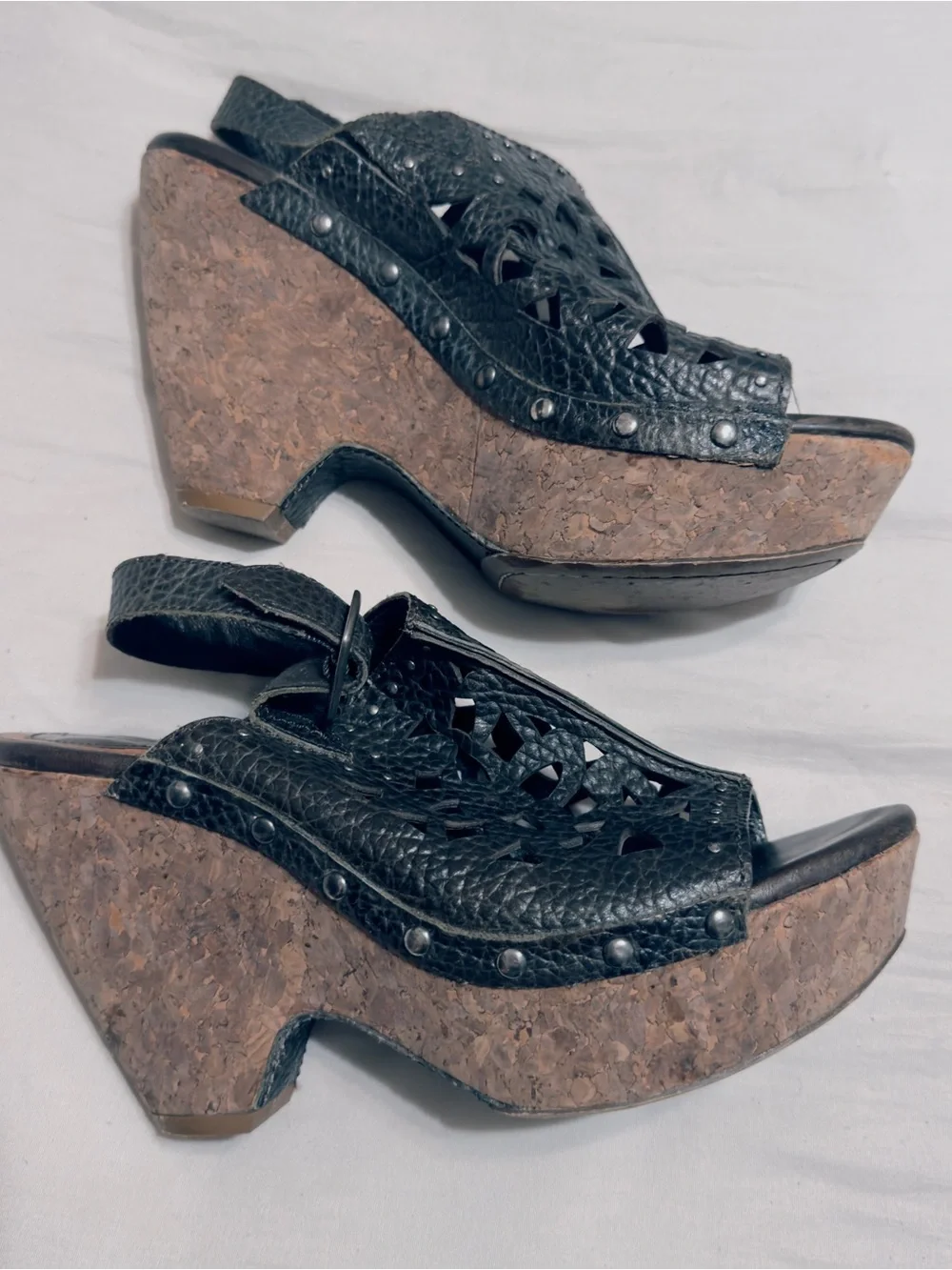 Ariat Fortune Studded Perforated chocolate brown Leather Slingback Sandal